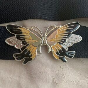Vintage/ Retro Enamel Butterfly Belt Nylon Elastic Waistband Wide
